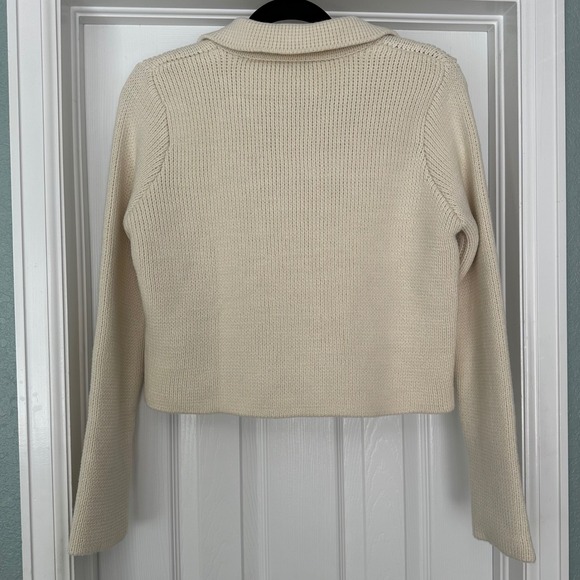 Zara Double-Breasted Button Knit Cardigan with Flat Lapel Cream Size Small NWT - Picture 7 of 12